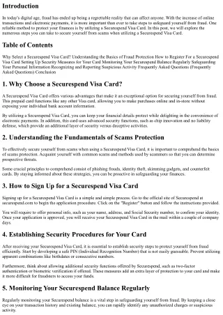How to Protect Yourself from Fraud with a Securespend Visa Card