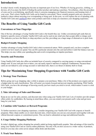 The Art of Spending with Vanilla Gift Cards: Idea for Maximizing Your Shopping E