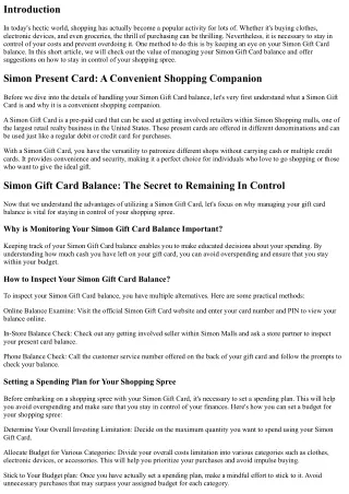 Simon Gift Card Balance: Remaining In Control of Your Shopping Spree