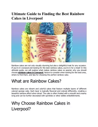 Ultimate Guide to Finding the Best Rainbow Cakes in Liverpool