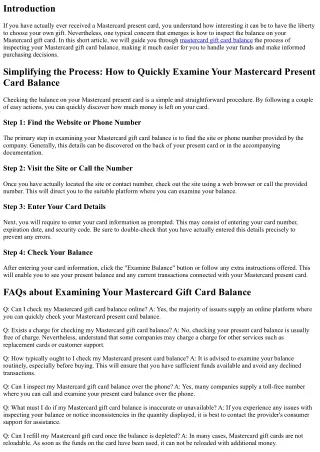 Simplifying the Process: How to Quickly Inspect Your Mastercard Gift Card Balanc