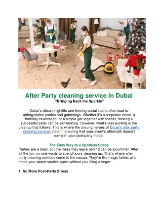 After Party Cleaning Service in Dubai