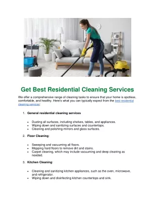 Get Best Residential Cleaning Services
