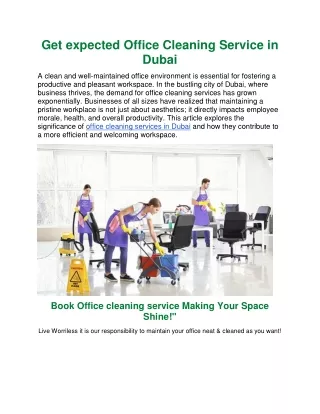 Get Expected Office Cleaning Service in Dubai