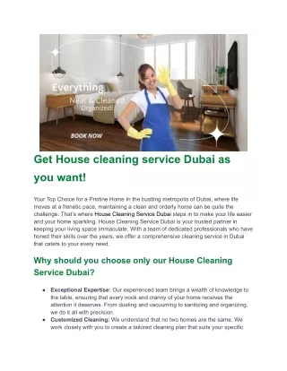 Get House Cleaning Service Dubai As You Want