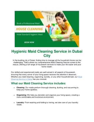 Hygienic Maid Cleaning Service in Dubai City