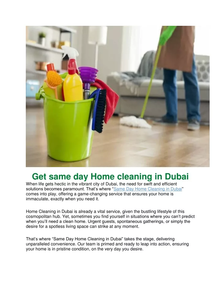 get same day home cleaning in dubai when life