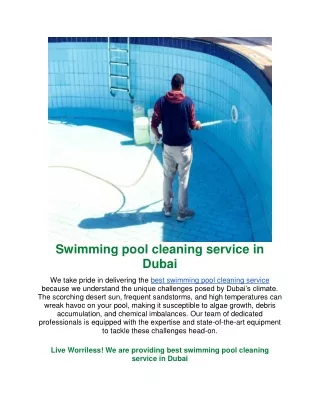 Swimming pool cleaning service in Dubai