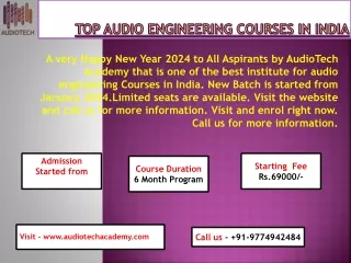 Best Audio Engineering Courses in India