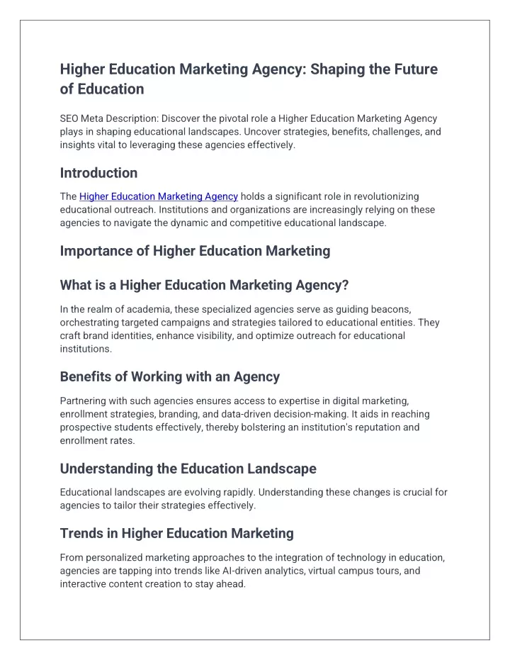 higher education marketing agency shaping
