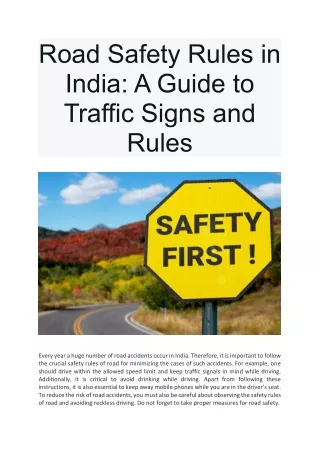 Road Safety Rules in India - A Guide to Traffic Signs and Rules