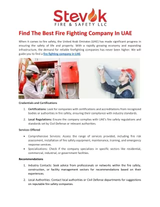Find The Best Fire Fighting Company In UAE