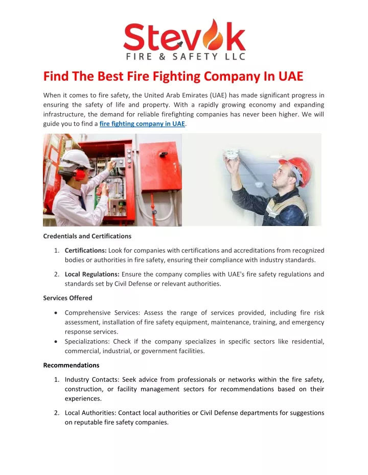 find the best fire fighting company in uae