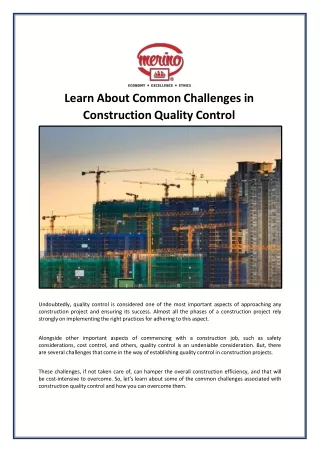 Learn About Common Challenges in Construction Quality Control
