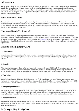 ReadyCard: The Ultimate Service for Hassle-Free Repayments