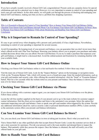 Stay in Control of Your Costs: How to Examine and Handle Your Simon Gift Card Ba