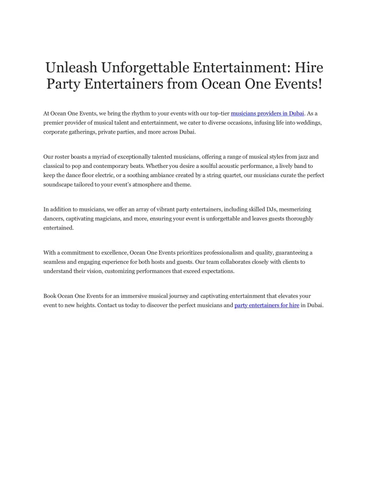 unleash unforgettable entertainment hire party