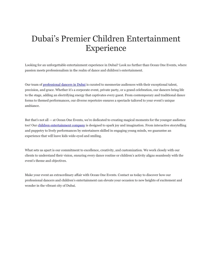dubai s premier children entertainment experience