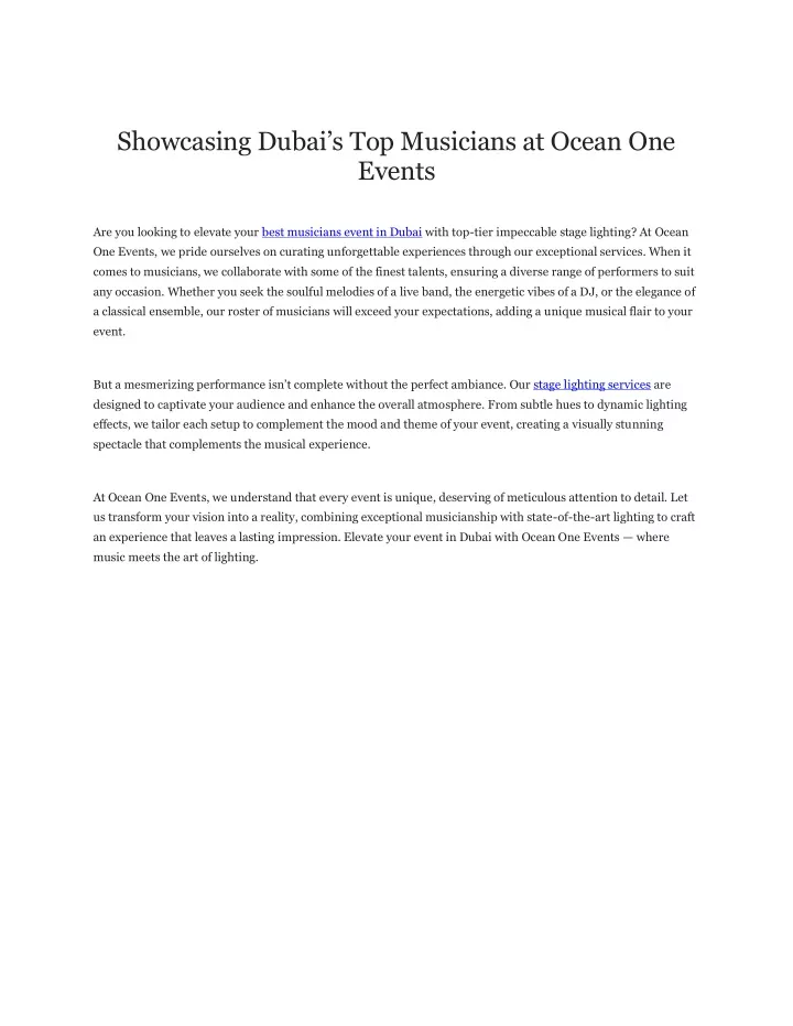 showcasing dubai s top musicians at ocean