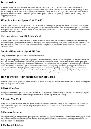 The Ultimate Guide to a Secure Spend Gift Card: Ensuring Safety and Convenience