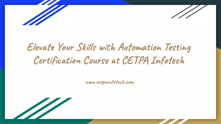 elevate your skills with automation testing
