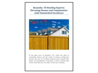 Roanoke, TX Roofing Experts Elevating Homes and Communities with Unmatched Excellence