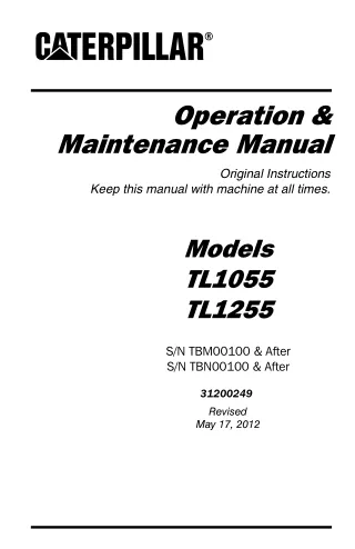 Caterpillar Cat TL1055 Telehandler Operation and Maintenance manual