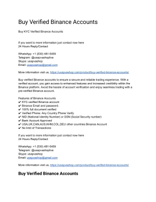Buy Verified Binance Accounts