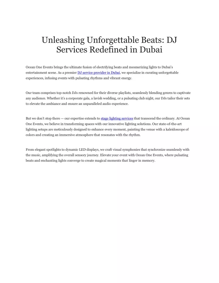 unleashing unforgettable beats dj services