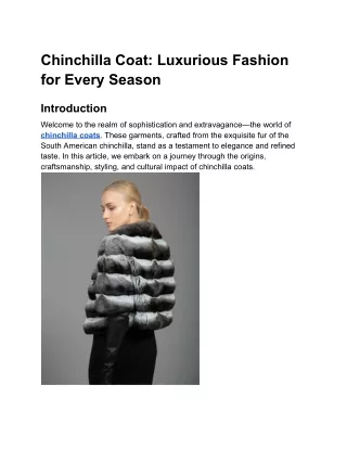 Luxury Redefined: Chinchilla Coats for the Discerning Fashion Connoisseurs