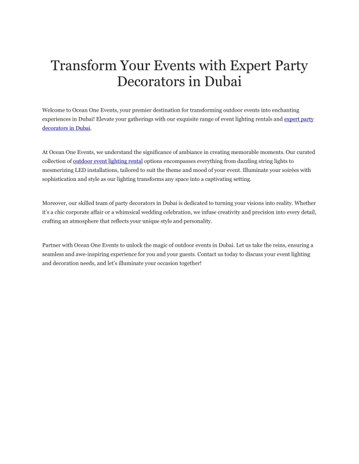 transform your events with expert party