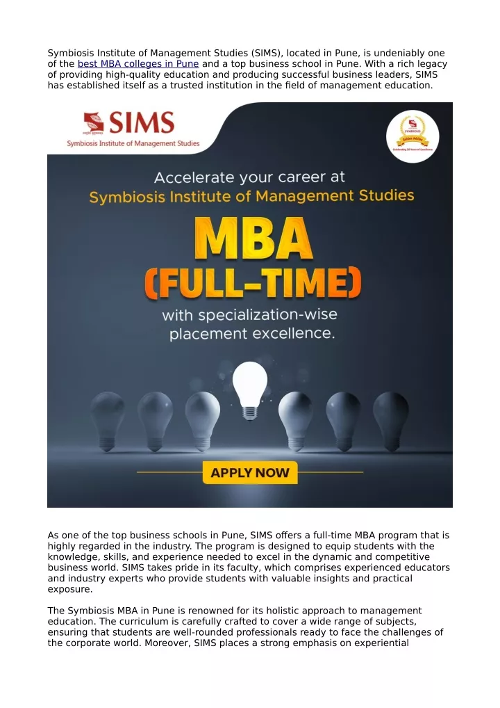 symbiosis institute of management studies sims