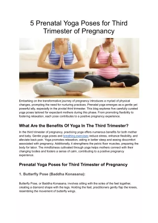 5 Prenatal Yoga Poses for Third Trimester of Pregnancy