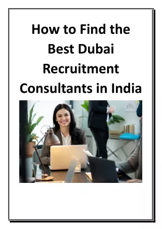 How to Find the Best Dubai Recruitment Consultants in India