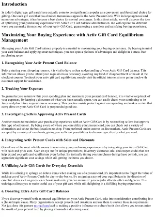 Maximizing Your Shopping Experience with Activ Gift Card Balance Management