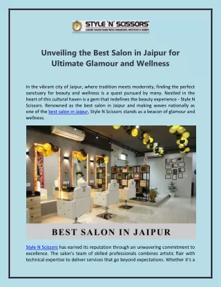 Unveiling the Best Salon in Jaipur for Ultimate Glamour and Wellness
