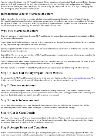 Get Going with MyPrepaidCenter: Activation Made Simple