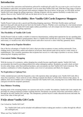 Experience the Liberty: How Vanilla Gift Cards Empower Shoppers