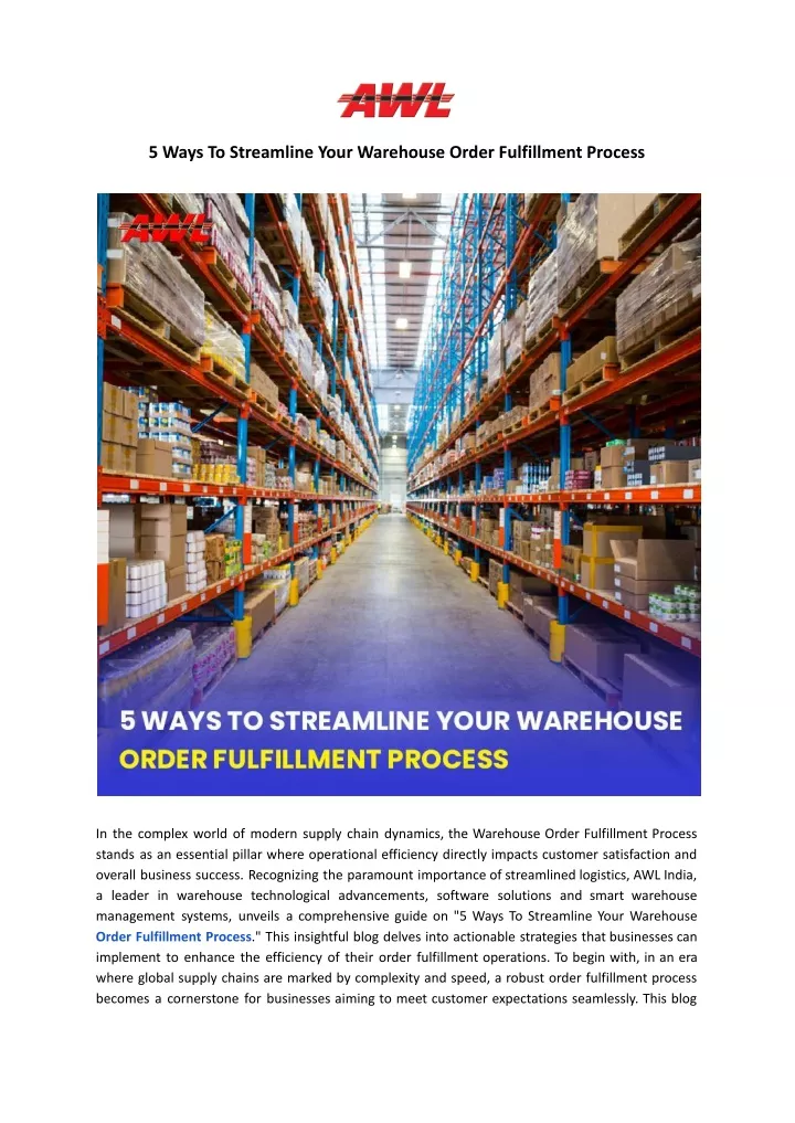 5 ways to streamline your warehouse order