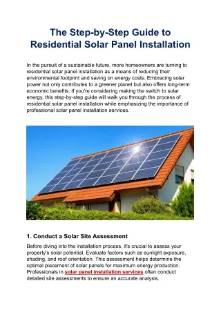 The Step-by-Step Guide to Residential Solar Panel Installation