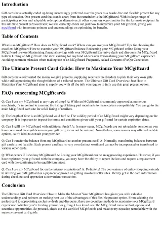 The Ultimate Gift Card Overview: Exactly How to Take advantage of Your MCgiftcar