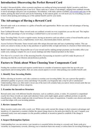 The Ultimate Guide to Picking and Utilizing the Perfect Reward Card for You