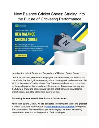 New Balance Cricket Shoes: Striding into the Future of Cricketing Performance