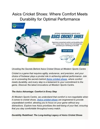 Asics Cricket Shoes: Where Comfort Meets Durability for Optimal Performance