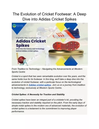 The Evolution of Cricket Footwear: A Deep Dive into Adidas Cricket Spikes