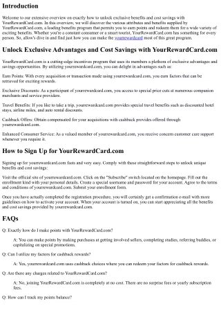 Unlock Exclusive Benefits and Financial Savings with YourRewardCard.com: A Compr