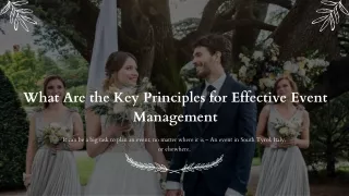 What Are the Key Principles for Effective Event Management