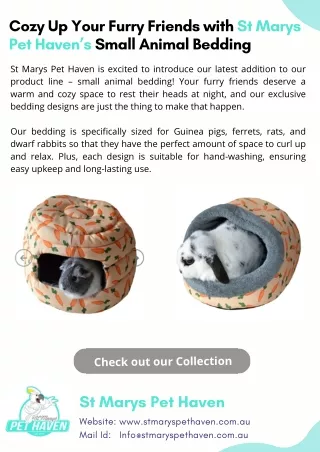 Cozy Up Your Furry Friends with St Marys Pet Haven’s Small Animal Bedding