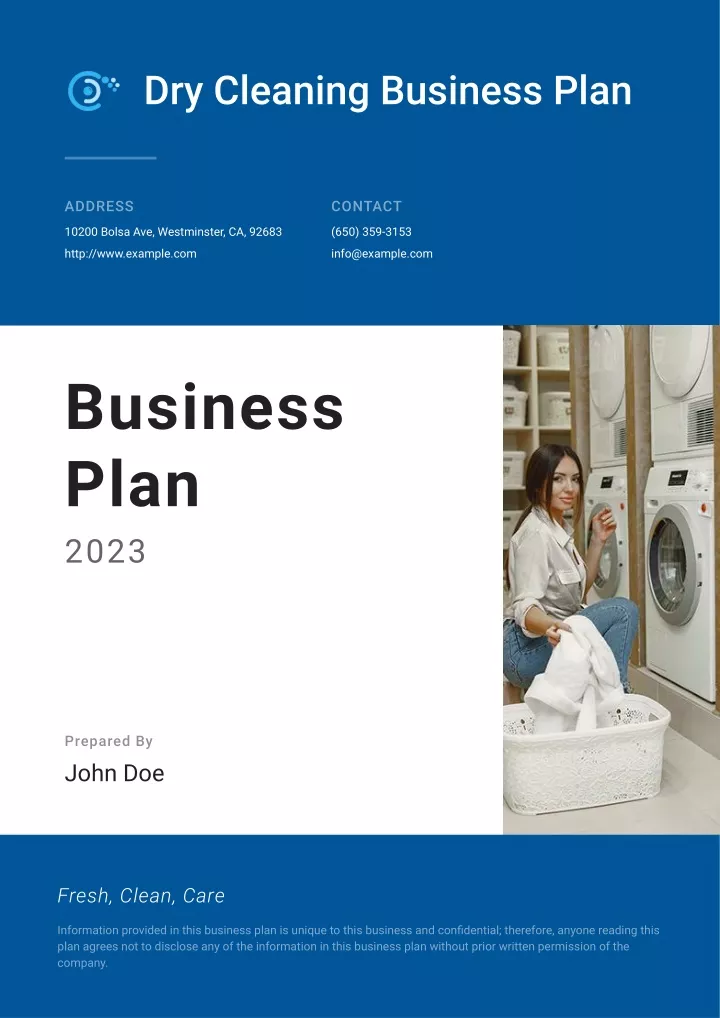 business plan for dry cleaning