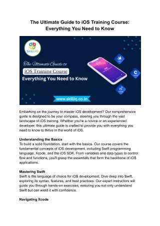 the ultimate guide to ios training course